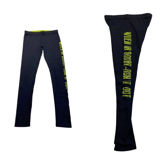 Guru Active Leggings When In Doubt Run It Out Running Athletic Exercise Black M - Picture 1 of 9
